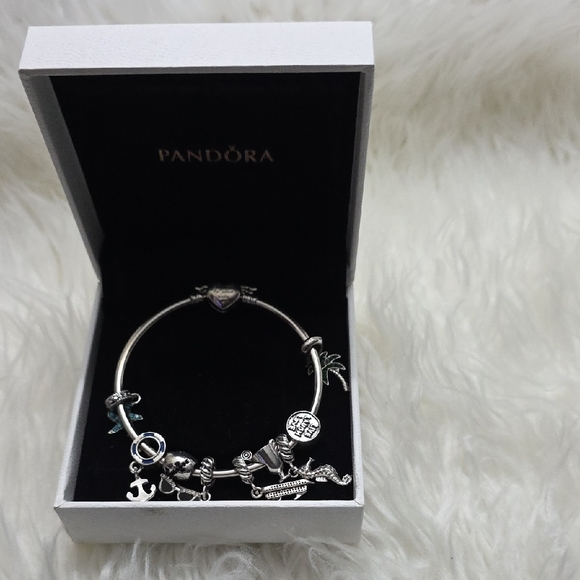 Pandora Silver and Blue Charm Bracelet - Picture 1 of 4